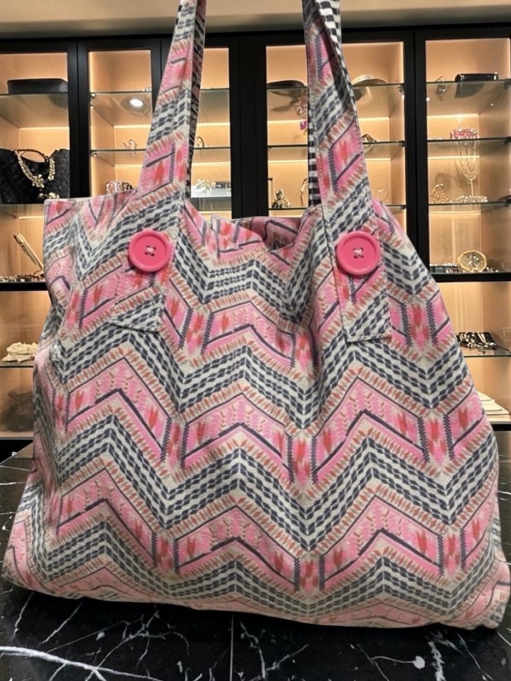 Vintage Avon Mark Beach Pink Large Tote Bag 20"x 13"x 5.5"​​